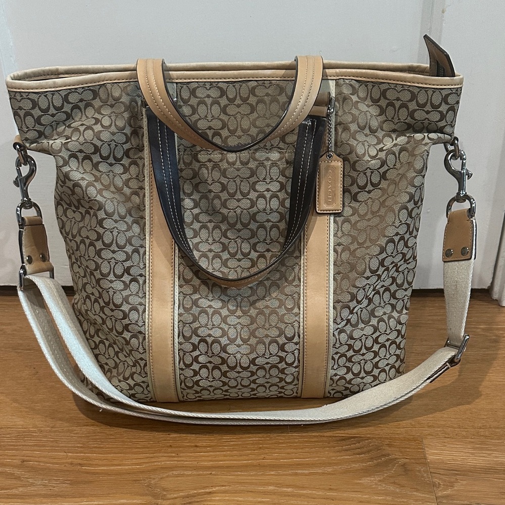 Coach Signature Canvas Tote - Brown and Tan